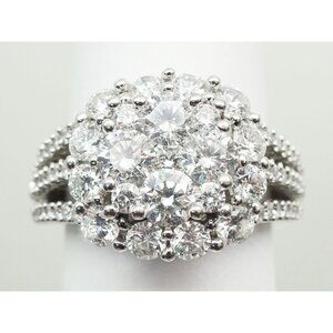 3-3.1 ctw Natural Diamond Cluster Ring 14k White Gold Size 8.5 with IGI Report